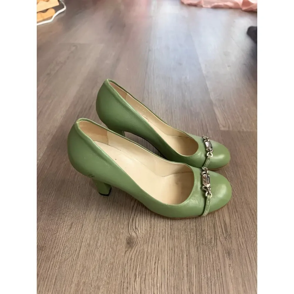 Green Gucci Horsebit Heels